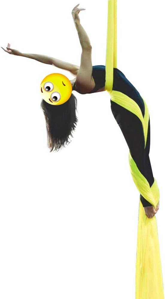 DASKING Aerial Silks Starter Kit - Durable 11Yards of Aerial Yoga Hammock with Hardware, Aerial Swing for Acrobatic Flying Yoga & All Levels (Aerial Rigging Point Up to 14ft)