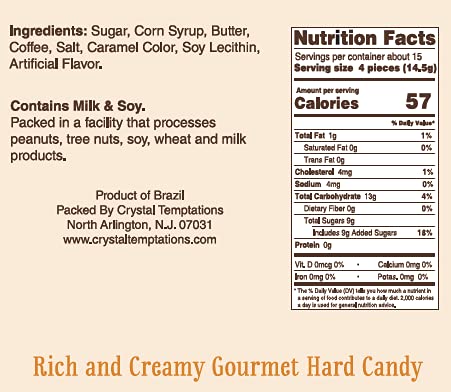 Candy Shop Coffee Candy, Dark Coffee Candy, Rich and Creamy Gourmet Hard Candy, Authentic Brazilian Coffee Flavor, Individually Wrapped, Resealable Bag (Coffee, 2 Lb)