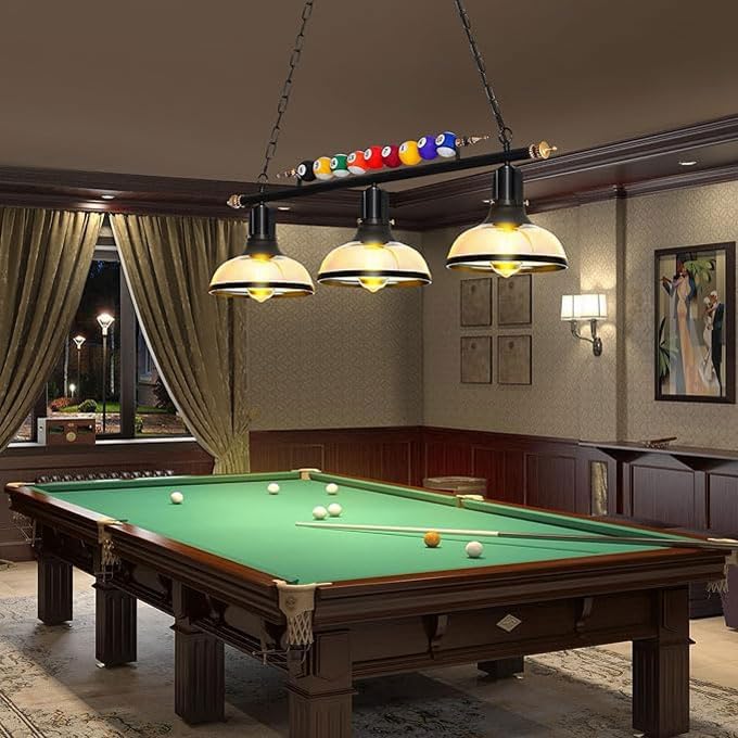 MADISH Billiard Pendant Lights, Retro Island Light Fixtures, for 7'-8' Hanging Pool Table Lights for Bar, Cafe, Billiards Room, Snooker Table, Kitchen Island, Beer Party