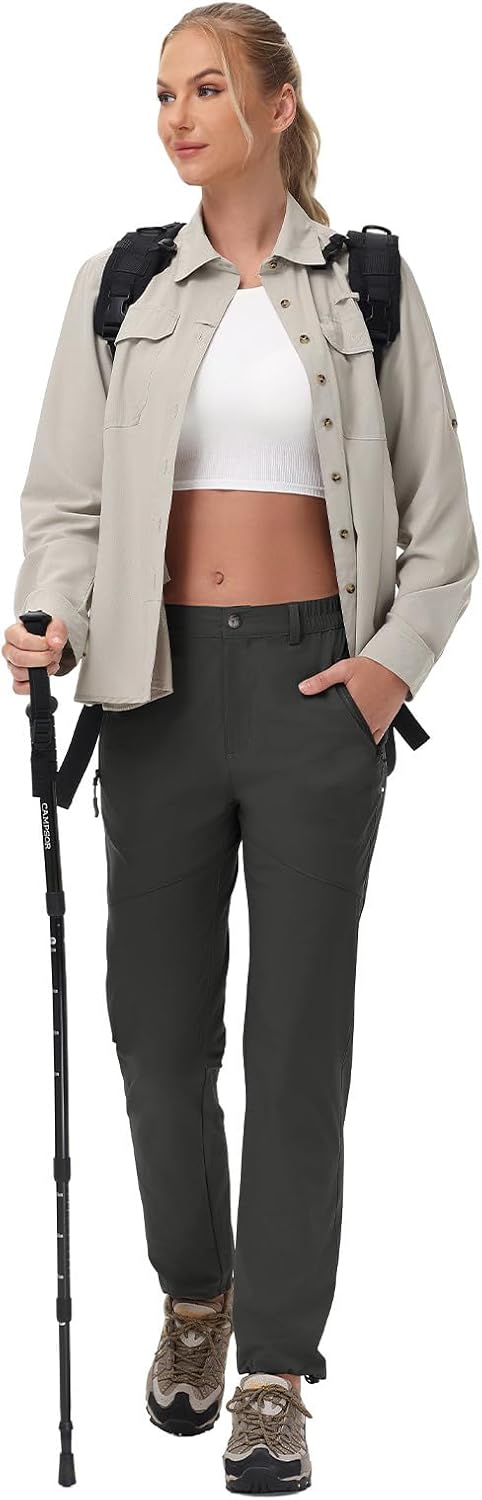 TBMPOY Women's Lightweight Hiking Pants Water Resistant Quick Dry Travel Work Outdoor Fishing Pants Zipper Pockets