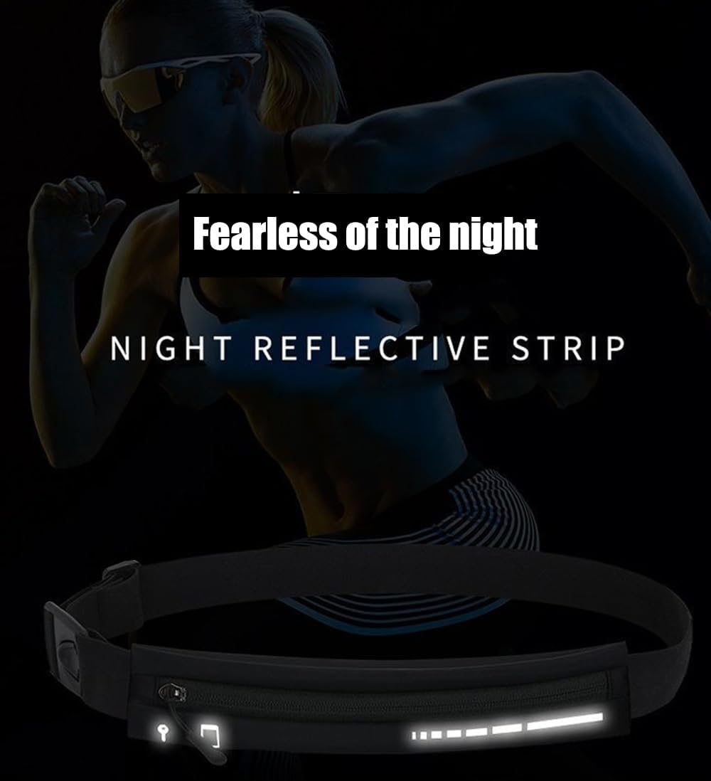 2 Pack Running Belt Slim Pack for Women Men, Phone Holder Runners Pouch Waist Belt for Workout Jogging, Money Belt Running Gift Gear Accessories, Black, One Size, Fashion (Black)