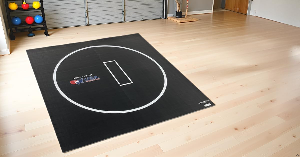 Dollamur 10'x10' Wrestling Mat, Navy, Gymnastics, with Circles