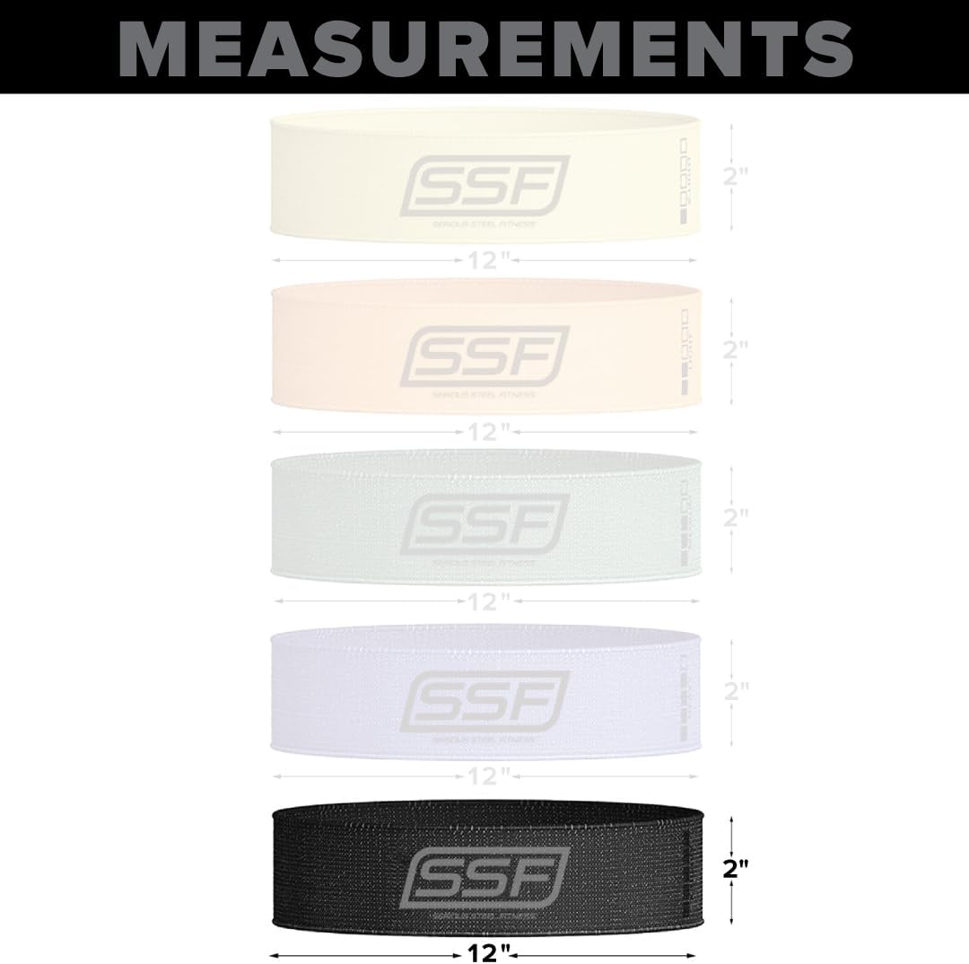 Serious Steel Fitness Fabric Mini Loop Non-Slip Resistance Band Set | Warm-Up, Physical Therapy, Glute Training, Speed and Agility Exercise Bands
