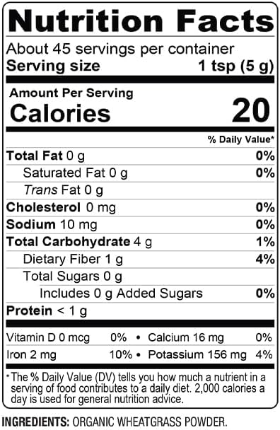 BareOrganics Wheatgrass Powder, Organic, Vegan Dietary Supplement,8 Ounce (Pack of 1)