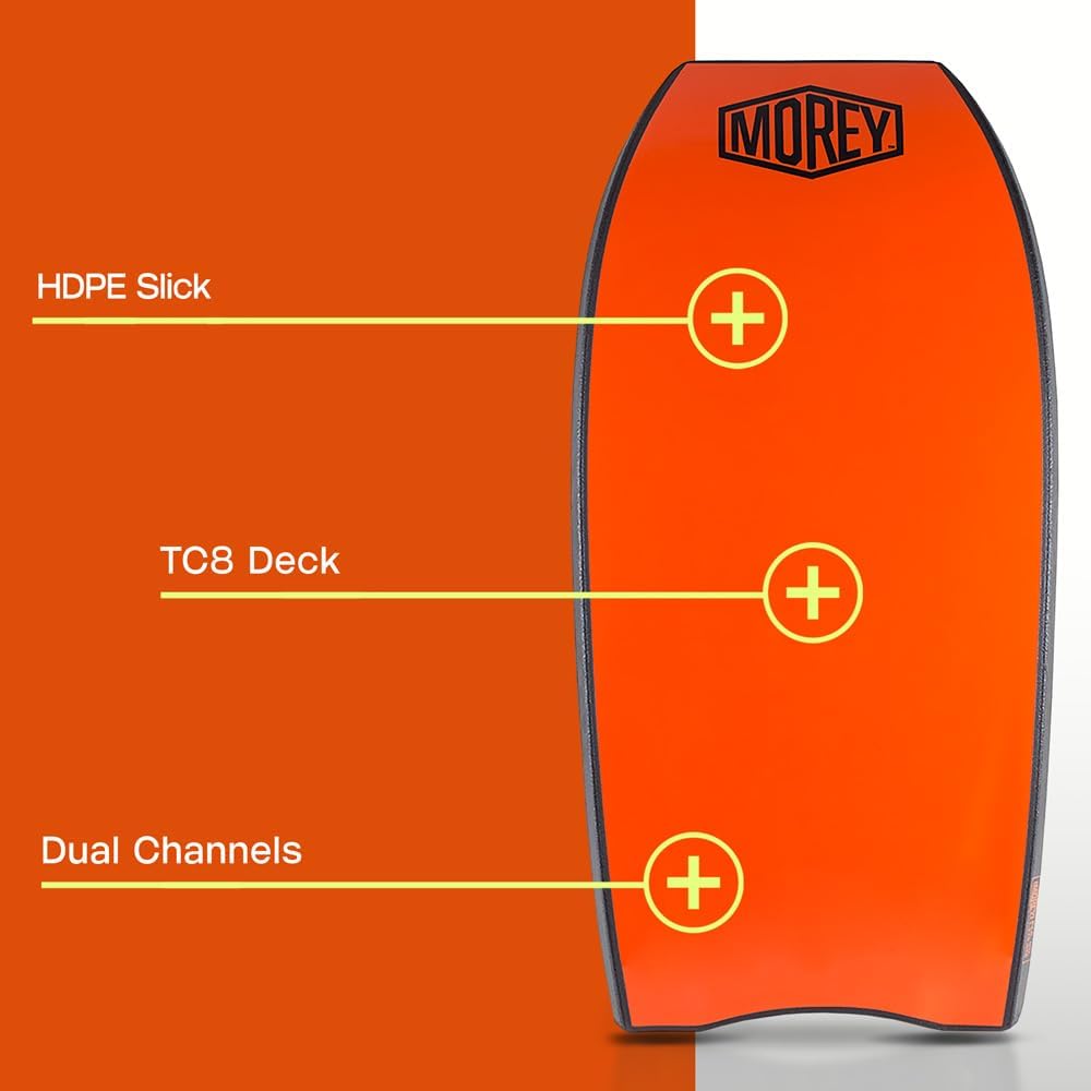 MOREY® Mach 7, Pro Bodyboard; Body Boards for Beach, Embedded Rod for Durability, Engineered with HDPE Slick Bottom for Speed (2025 Model)
