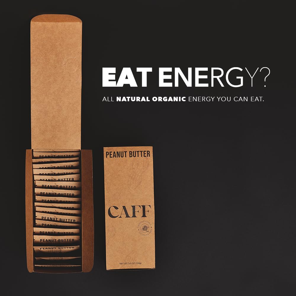 CAFF All Natural Energy Bites - Caffeinated Peanut Butter Bite for Energy Boost - 65mg Caffeine Peanut Butter Bars โ 20 Calorie Organic Caffeine Snacks - Gluten-Free, Keto (20 Bites)
