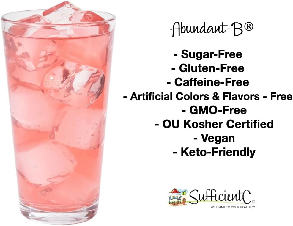 Sufficient-C Abundant-B High-Dose Methyl B-12 and Biotin Pink Lemonade Energy Drink Mix Solution - Flavor w/Function in Each Refreshing sip!