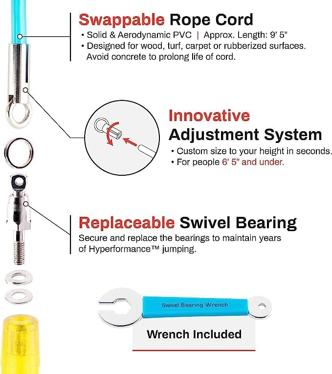 Buddy Lee Jump Ropes Rope Master Original Ball Bearing Jump Rope, 9” HD Plastic Handles. Perfect Jump Rope for Fitness, CrossFit Gym, Endurance Jumping, Cross Overs, Extreme Jumping