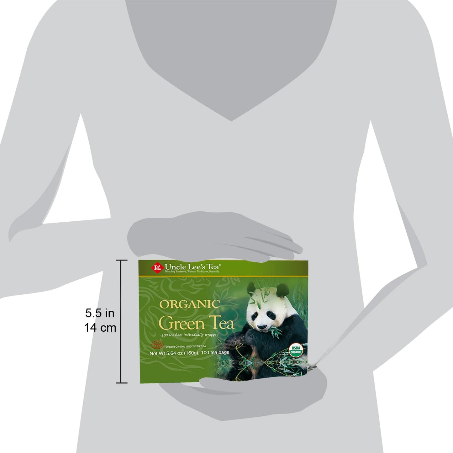 Uncle Lee's Organic Green Tea Bags 4-Pack, 106-Count Super Packs – Bright & Refreshing, Lightly Caffeinated Bulk Tea for Home, Office, Camping