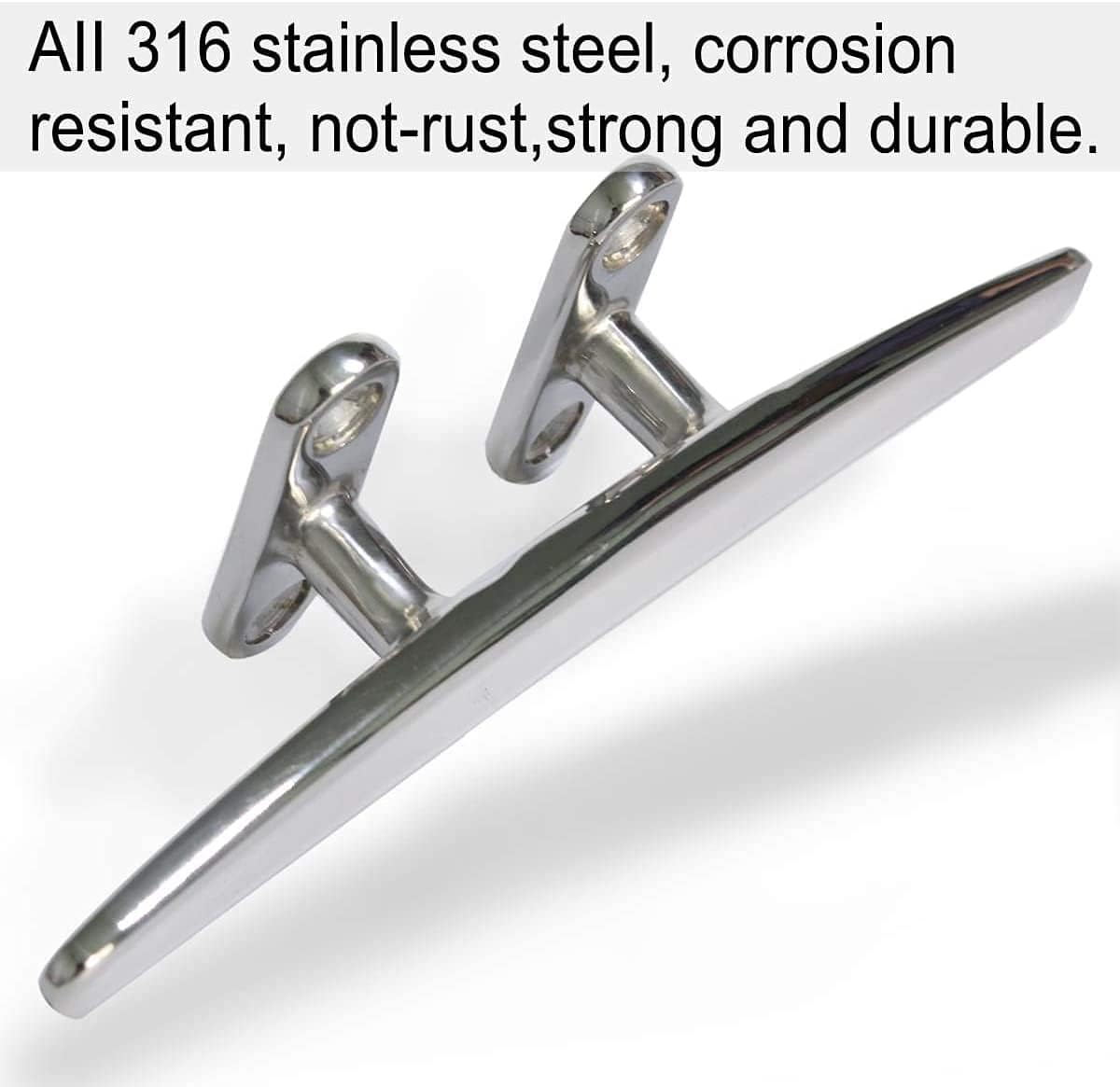 Boat Cleat Open Base Boat Cleat, Dock Cleat All 316 Stainless Steel Boat Mooring Accessories, Free Installation Accessories Screws(4/5 /6/8 inch)