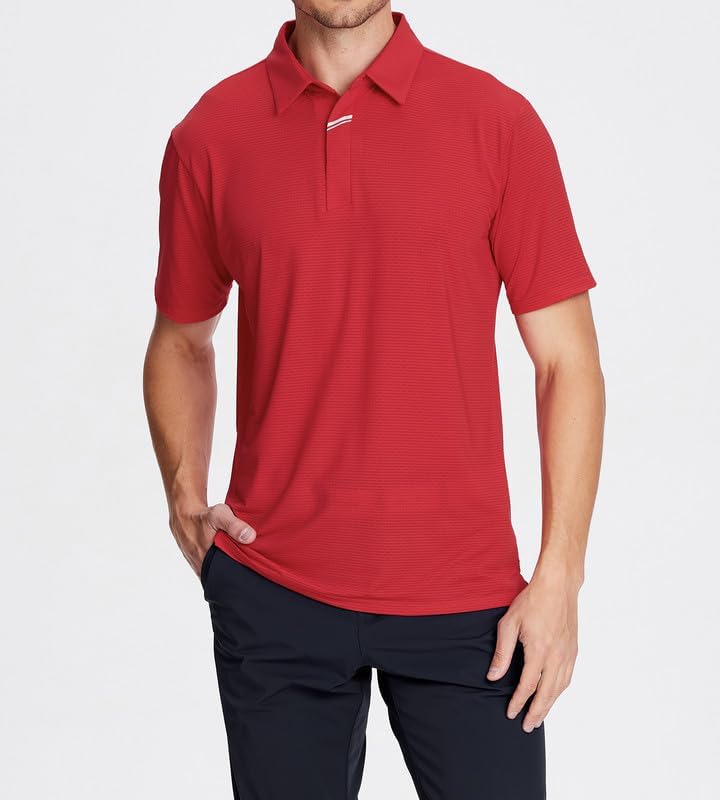 Damipow Premium Golf Shirts for Men Dry Fit Performance Polo Short Sleeve Collared Shirt