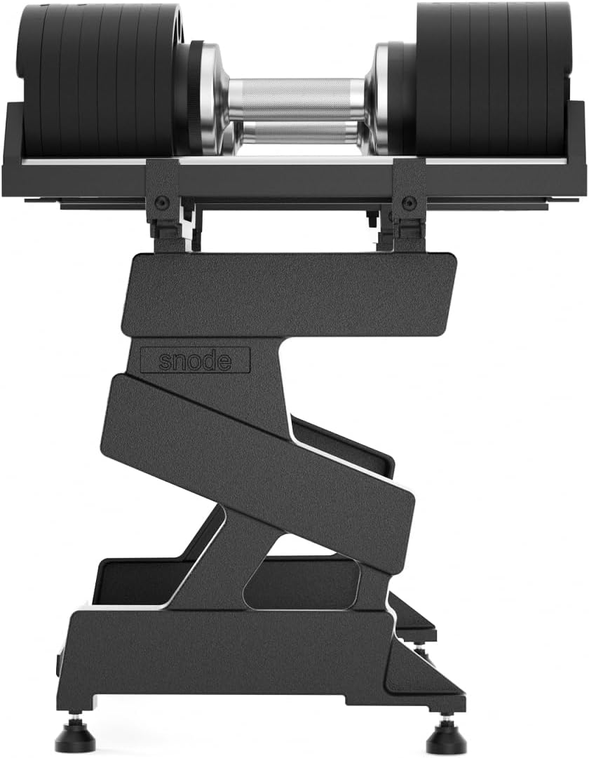 SNODE AD80 Drop Proof 80 lbs Adjustable Dumbbell Set -Adjustable Weights with Cast Iron Plates and Cradle, Knurled Handle, Fast Adjust, Compact Home Gym Equipment for Bench & Press