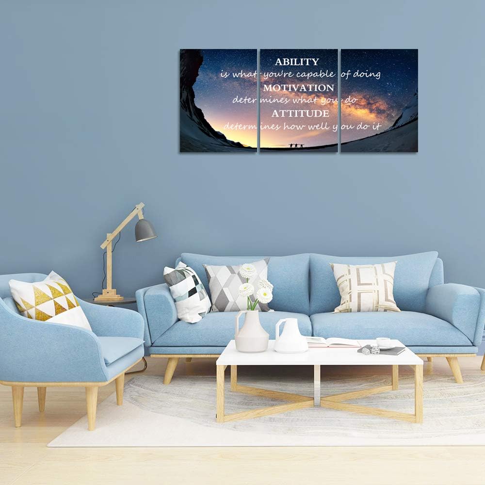 3 Panels Successful Inspirational Posters Quotes Wall Art Ability Modern Motivational Painting Picture Prints on Canvas Artwork Motto for Office Bedroom Decor Living Room Home Decor (60”Wx28”H)