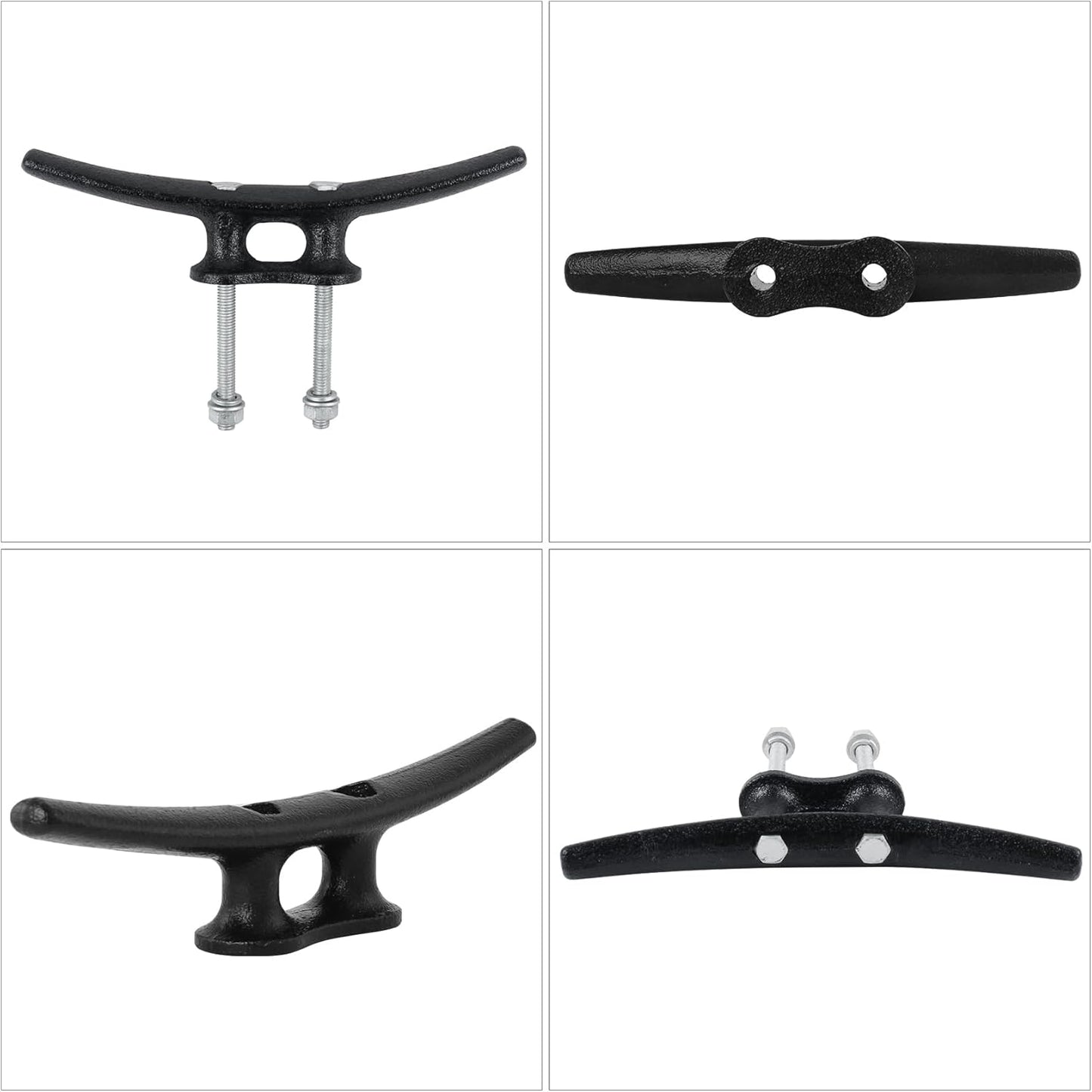 Dock Cleats 6/8/10 inch With Hardware,Electrophoretic Coated Black Boat Cleat Dock Boat Cleats,Rope Cleat Boat Dock Cleats Ideal for Boat Docks, Decks, Piers for Tying up Boats (2,4,6,8,12 Pack)