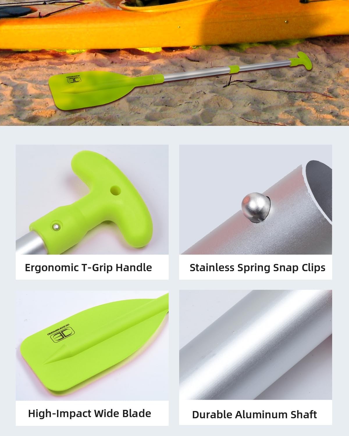 OCEANBROAD Telescoping Emergency Paddle 21''-42''(Assembling Required)/26''-54'' Aluminium Shaft for Kayaking Boating Canoeing River Tubing