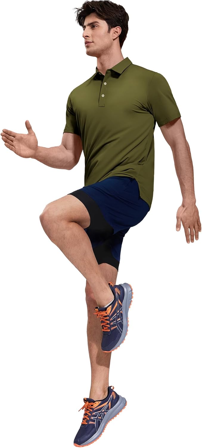 MIER Polo Shirts for Men Short Sleeve Dry Fit Performance Golf Tennis Active Collared Shirts, UPF 50+ Sun Protection