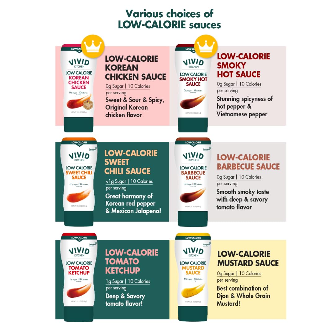 VIVID KITCHEN Korean Barbecue Sauce – 2-Pack (11.33 oz Each) – Low-Calorie, No Preservatives – Sweet & Smoky Flavor – Ideal for Grilling, Marinating, Stir-Fry, and Dipping – Easy Squeeze Bottles