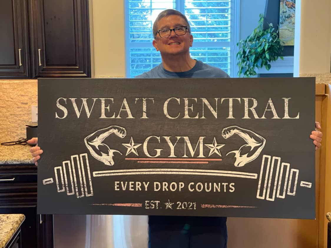 Tailored Canvases Personalized Gym Sign Wall Art Decor - Motivational Canvas for Home Gym, Workout Room, Garage, Fitness Center - Workout Inspirational Posters - Excuses Don't Burn Calories Dark, 20x10in