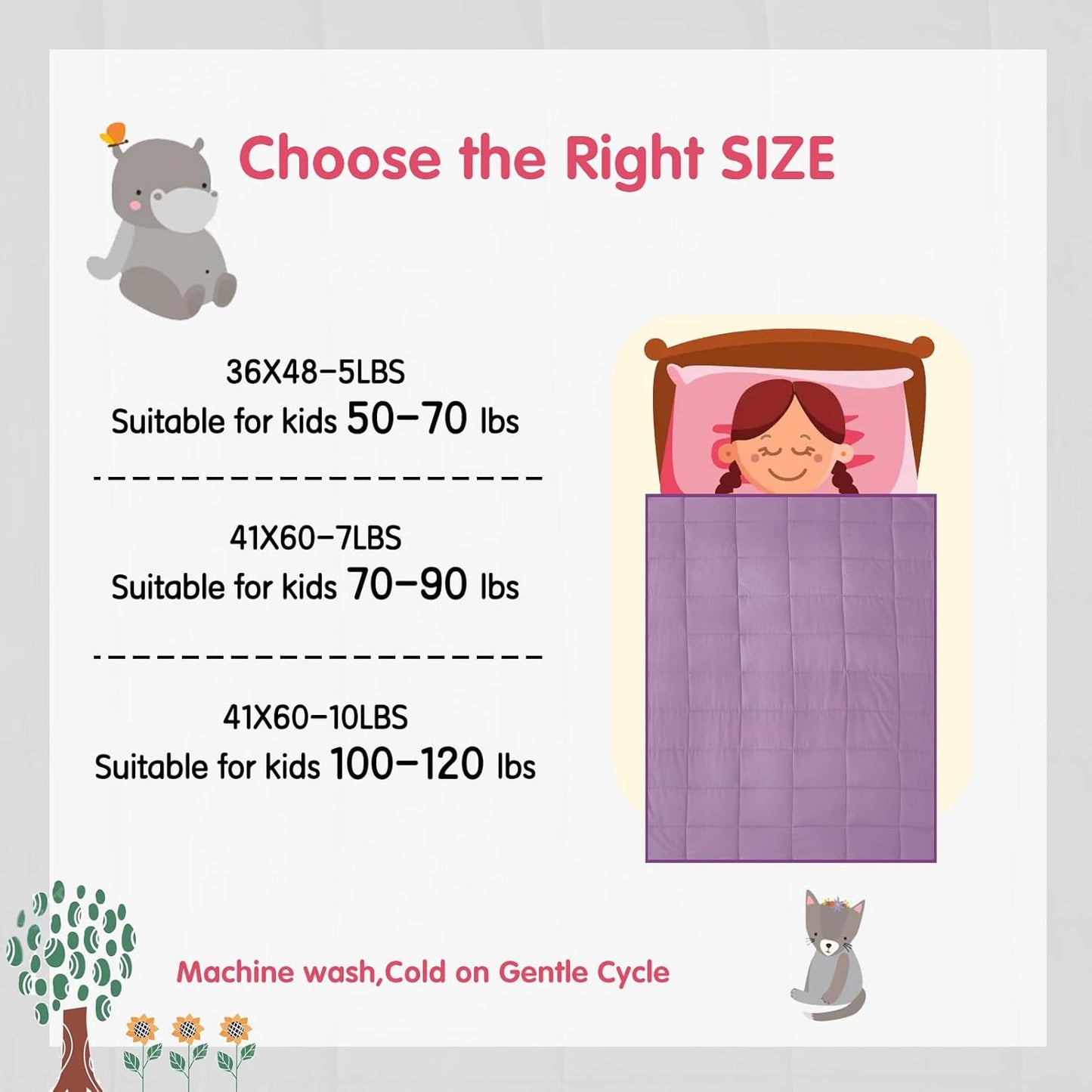 yescool Weighted Blanket (10 lbs, 41" x 60", Purple) Cooling Heavy Blanket for Sleeping Perfect for 90-110 lbs, Breathable Blanket with Premium Glass Bead, Machine Washable