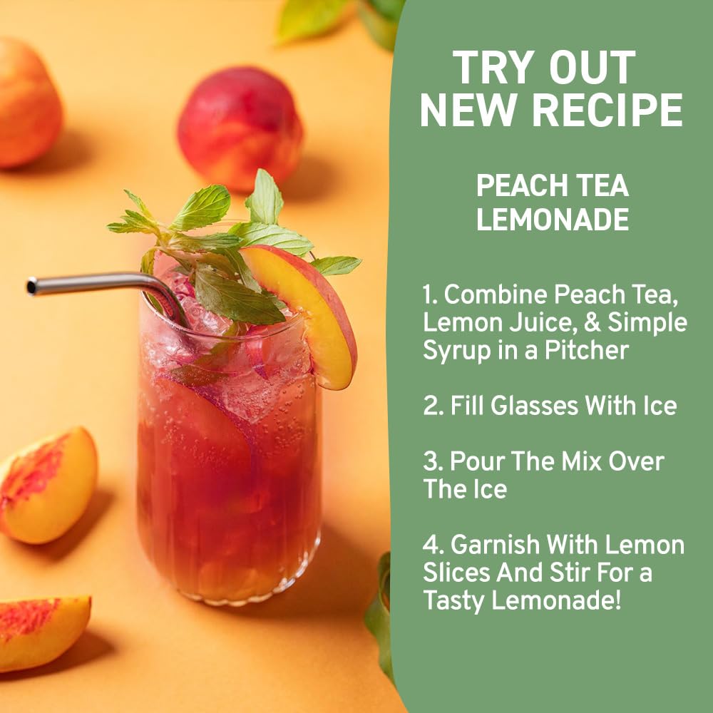 HANDPICK, Peach Tea Bags (80 Count) Non-GMO, Caffeine-Free - Peach, Hibiscus, Cinnamon, Cloves, Ginger | Floral & Refreshing Herbal Tea Bags, Brew Iced Tea or Hot Tea