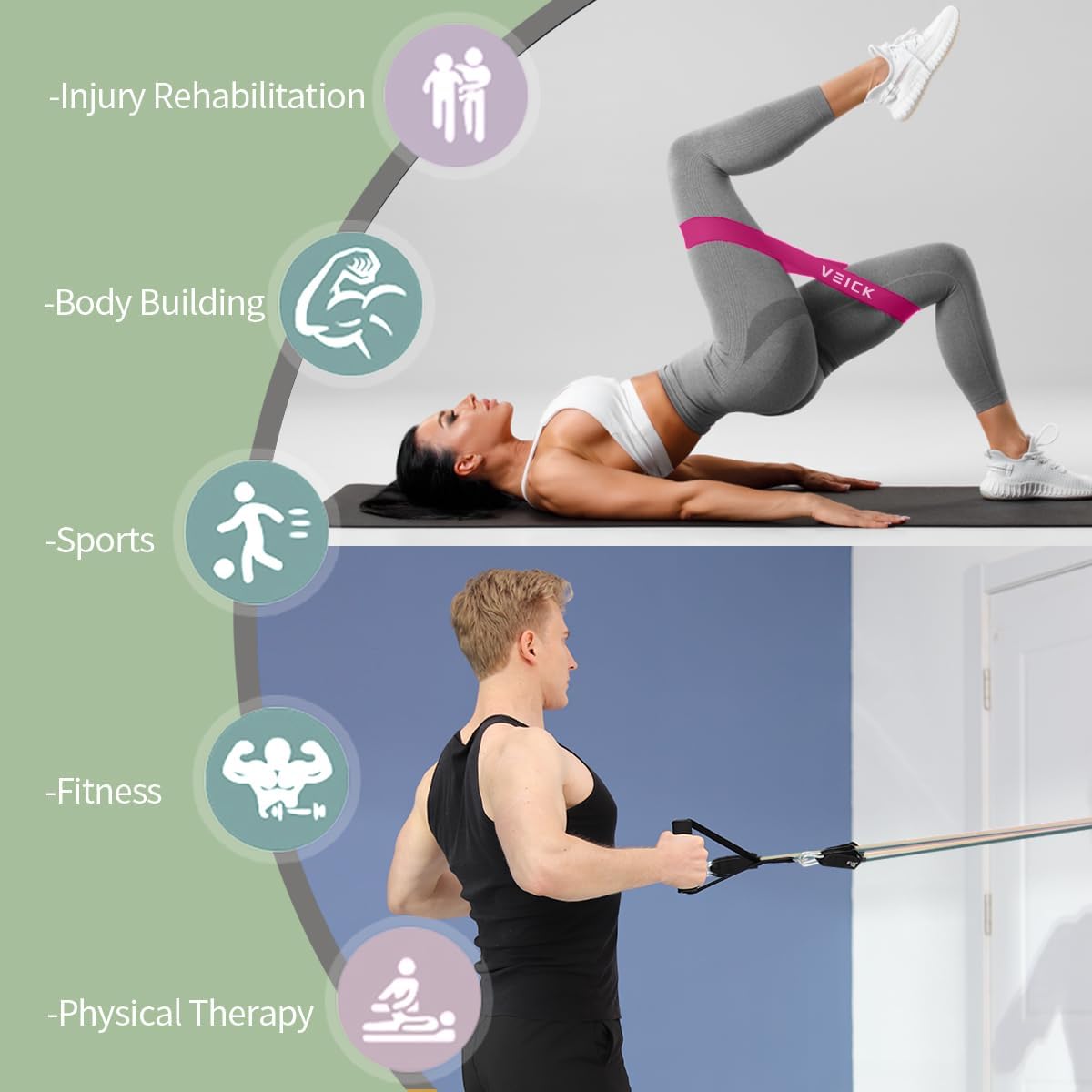 VEICK Resistance Bands, Exercise Bands, Workout Bands, Resistance Bands for Working Out with Handles for Men and Women, Exercising Bands for Fitness Weights Work Out at Home