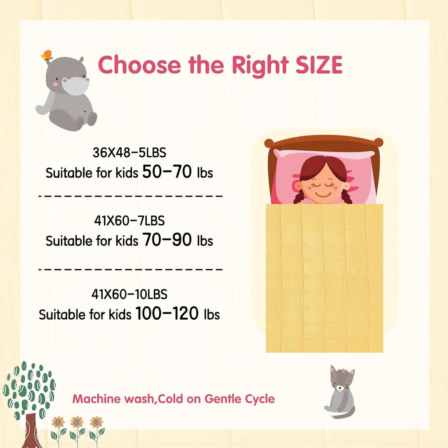 yescool Weighted Blanket (7 lbs, 41" x 60", Yellow) Cooling Heavy Blanket for Sleeping Perfect for 60-90 lbs, Breathable Blanket with Premium Glass Bead, Machine Washable