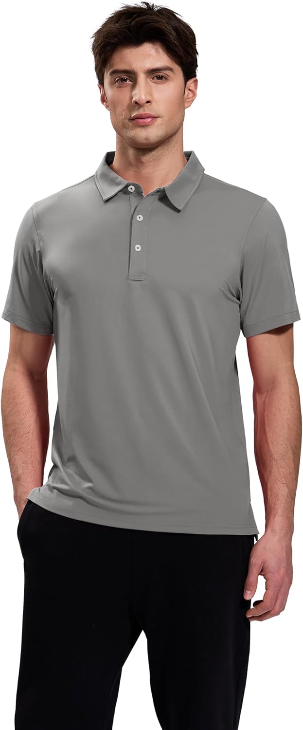 MIER Polo Shirts for Men Short Sleeve Dry Fit Performance Golf Tennis Active Collared Shirts, UPF 50+ Sun Protection