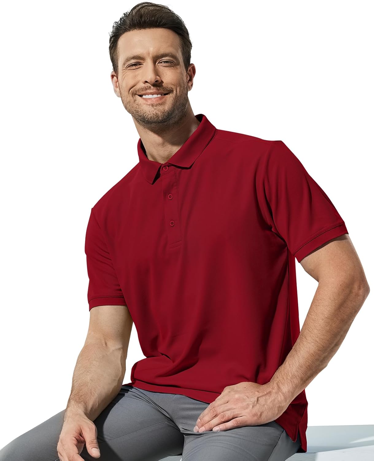 MIER Polo Shirts for Men Short Sleeve Quick Dry Polyester Collared Shirts Casual Golf Shirts, Moisture-Wicking