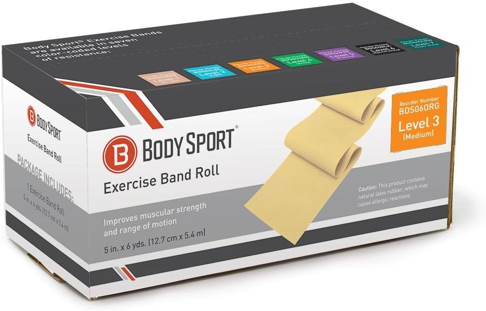 BodySport® Exercise Band, 5 in. x 6 yd. - Professional Resistance Bands for Home Fitness & Gym Exercises - Workout & Rehab Equipment
