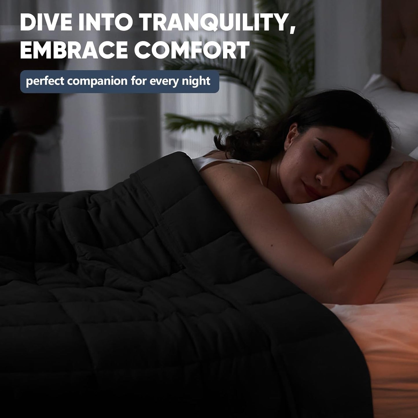 yescool Weighted Blanket for Adults (12 lbs, 48" x 72", Black) Cooling Heavy Blanket for Sleeping Perfect for 110-130 lbs, Twin Size Breathable Blanket with Premium Glass Bead, Machine Washable