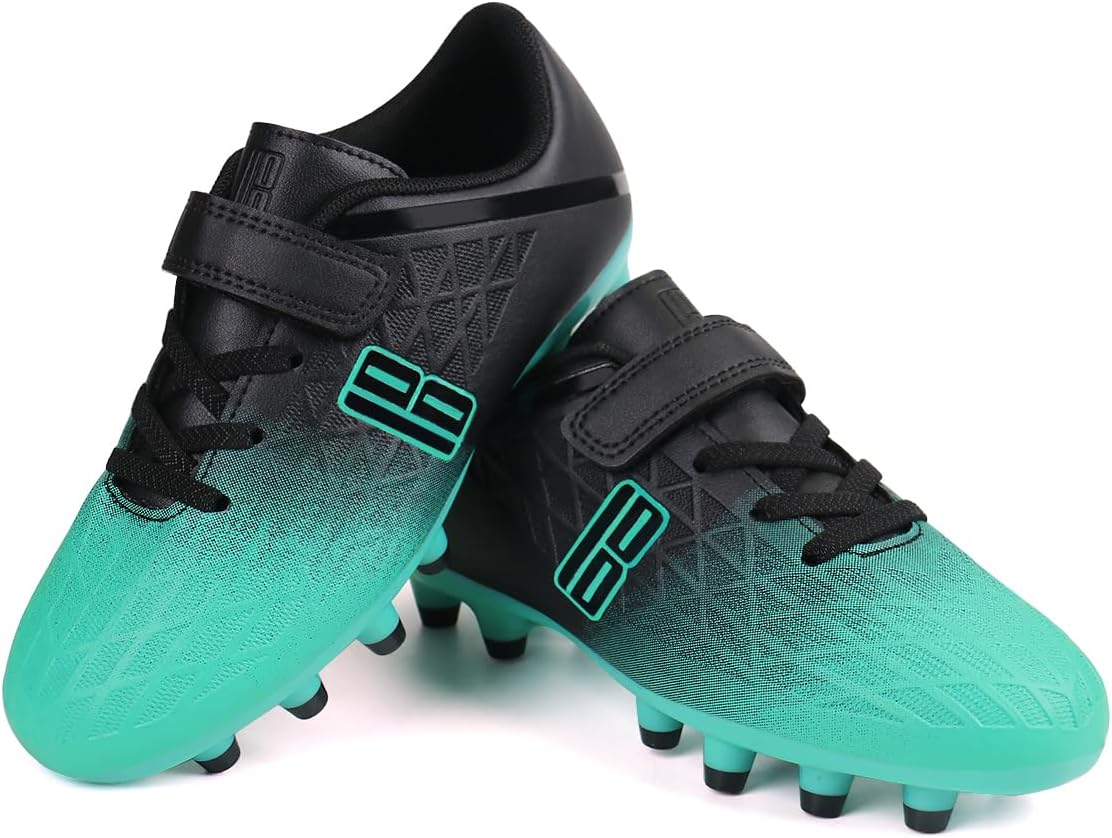 brooman Kids Firm Ground Soccer Cleats Boys Girls Athletic Outdoor Football Shoes