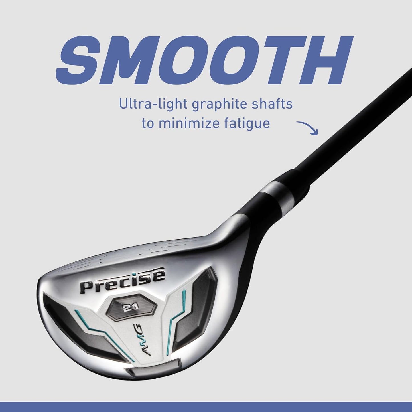 Precise AMG Men's Complete Golf Club Set, Includes Titanium Driver, S.S. Fairway, S.S. Hybrid, S.S. 6-PW Irons, Putter, Bag, 3 H/C's, Men’s Golf Clubs Full Set Right Handed, Regular or Tall Size