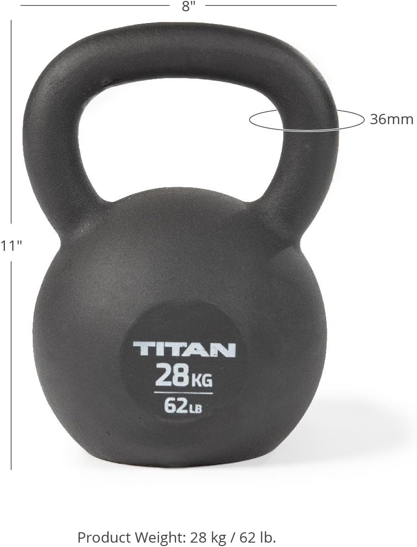 Titan Fitness Cast Iron Kettlebell, Single Piece Casting, KG and LB Markings, Full Body Workout