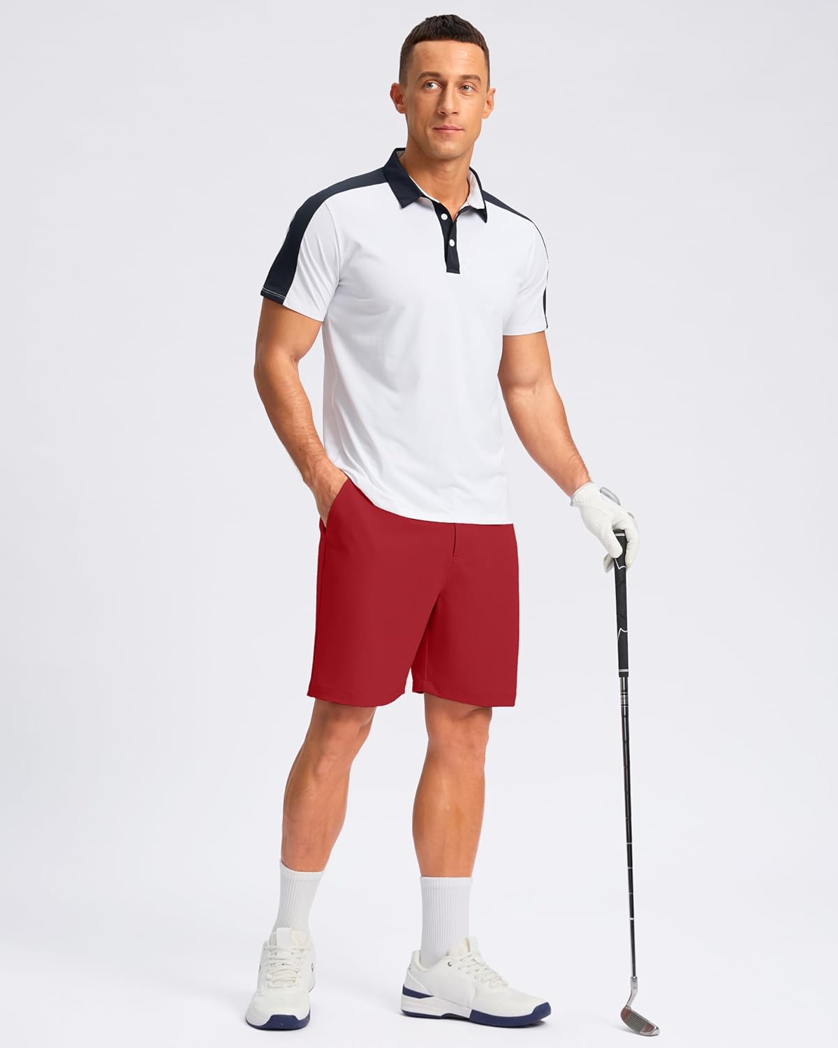 Pudolla Men's Casual Shorts 7"/9" Lightweight Golf Shorts with 3 Pockets Stretch Quick Dry Comfy Work Shorts