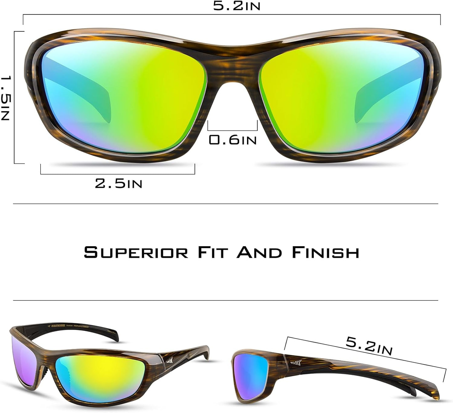 KastKing Hiwassee Polarized Sport Sunglasses for Men and Women, Wrap Sunglasses for Fishing Cycling and Running,UV Protection