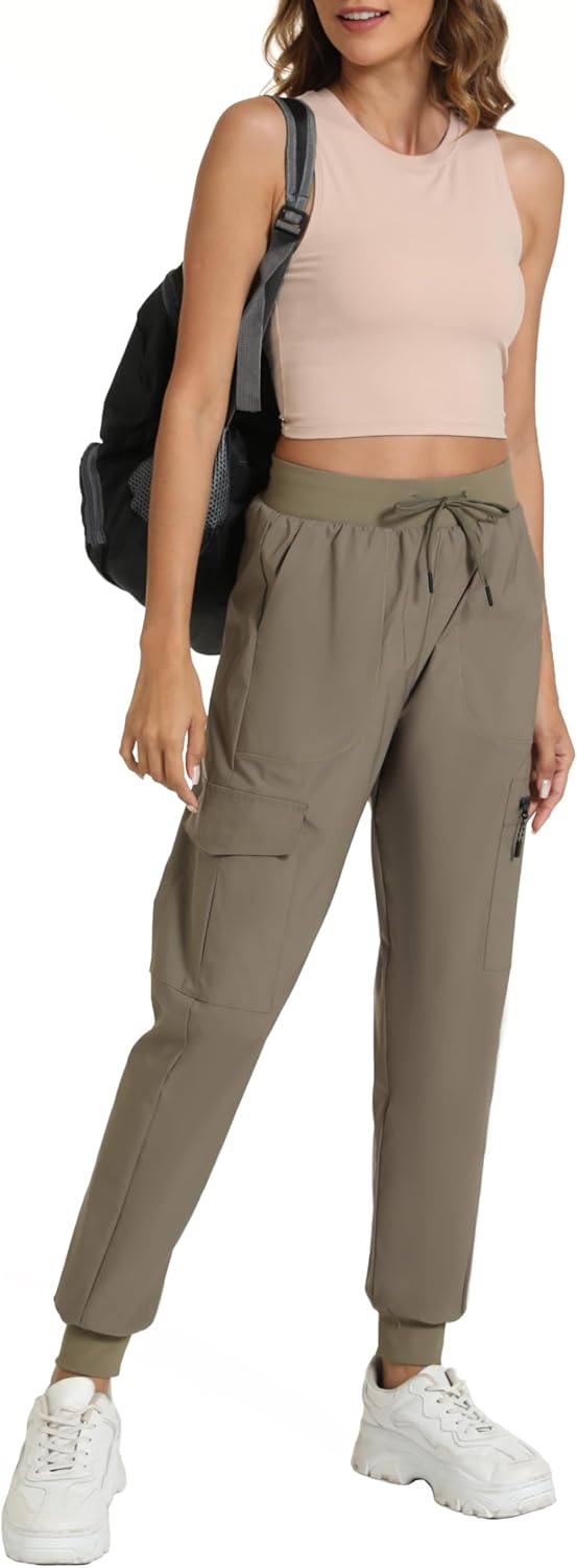 Women's Lightweight Cargo Pants with Pockets Stretchy Quick Dry Hiking Pants for Travel Casual Outdoor