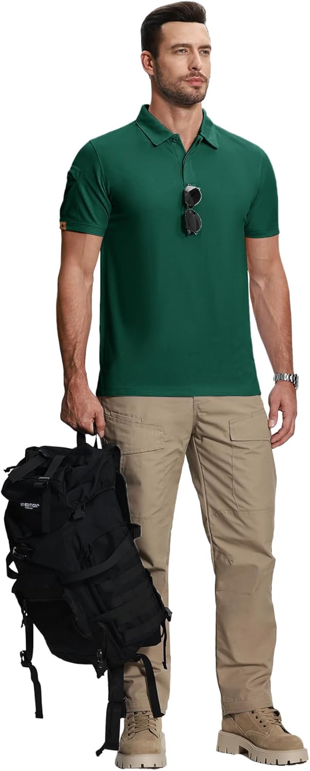 ZITY Mens 2 Pack Polo Shirts Short Sleeve Performance Sports Golf Shirt for Men Tactical Shirt