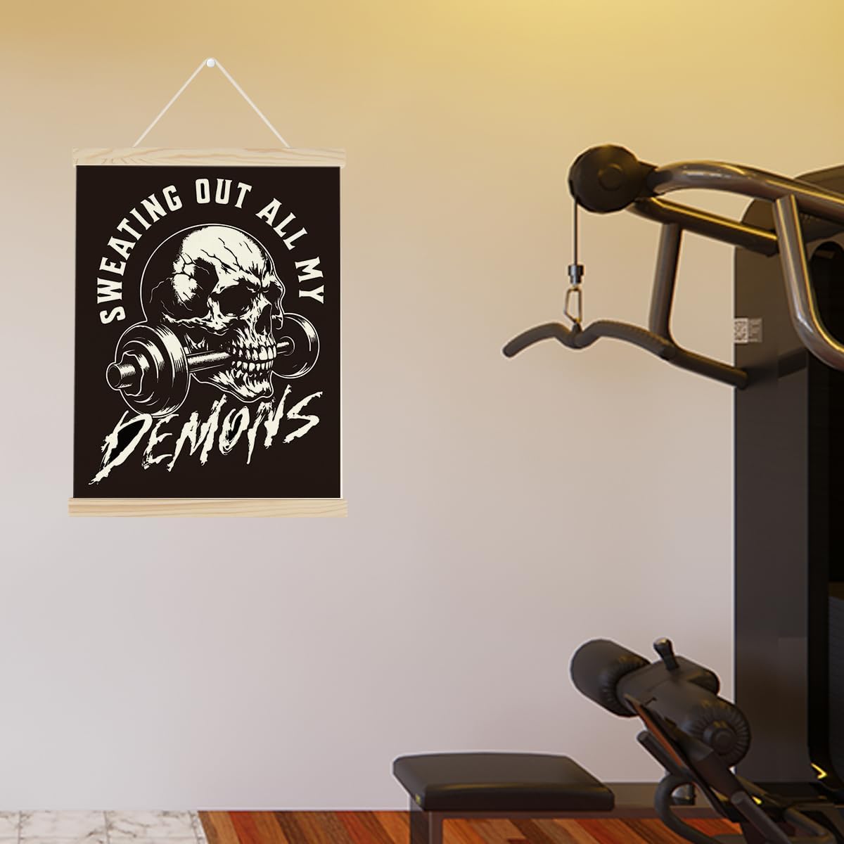 Gym Dumbbell Motivational Posters College Dorm Posters Gifts for Guys Friends Sweating Out All My Demons Gym Flag Wall Art Decor Sign for Home Gym Bedroom Office
