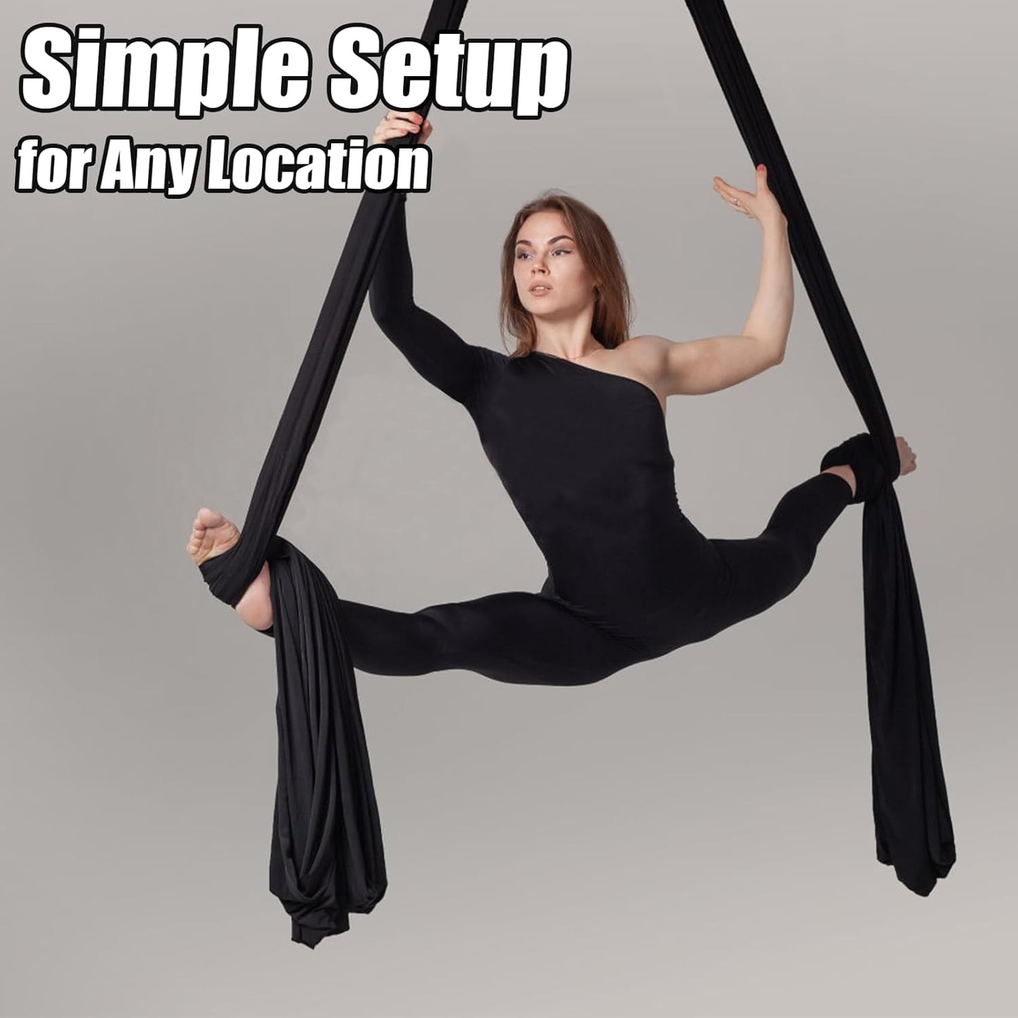 Aerial Silks Kit & Aerial Yoga Hammock - 11Yd Premium Fabric Hardware - Easy Setup for Flying Yoga, Aerial Swing & Fitness - Supports Up to 14ft Rigging
