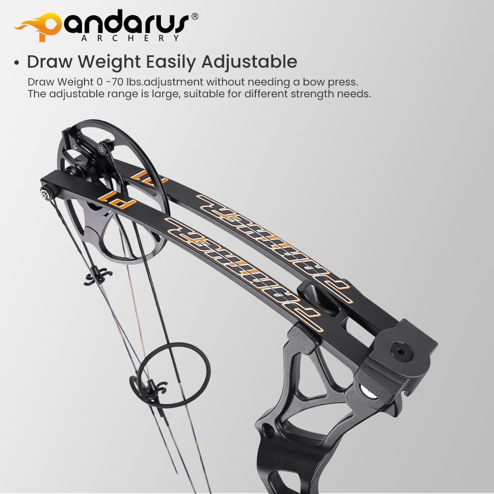 Compound Bow Package for Adults and Teens, 0-70 Lbs Draw Weight,23.5"-31" Draw Length,Limbs Made in USA,Lightweight Design,Archery Hunting Bow Set, Fully Adjustable,2024 New