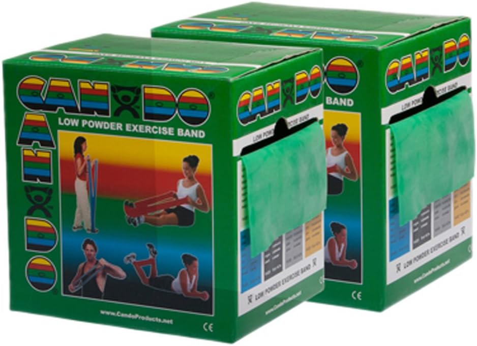 CanDo Twin-Pak Exercise Band, Green, 100 Yard