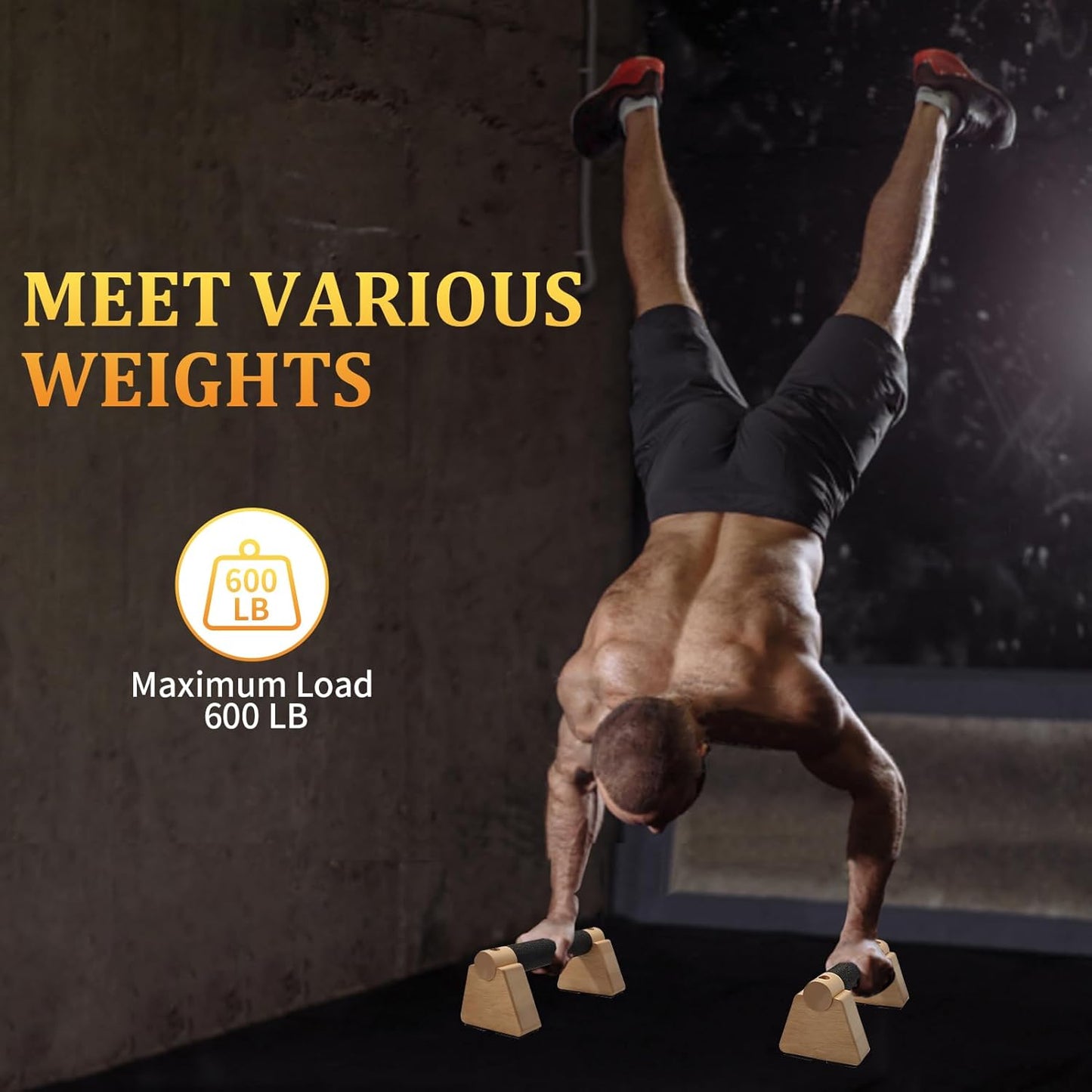 Parallettes Bars - Wooden Calisthenics Equipment for Handstand Training, Push Up Bars & Calisthenics Bar - Handstand Bars and Pushup Handles for Men