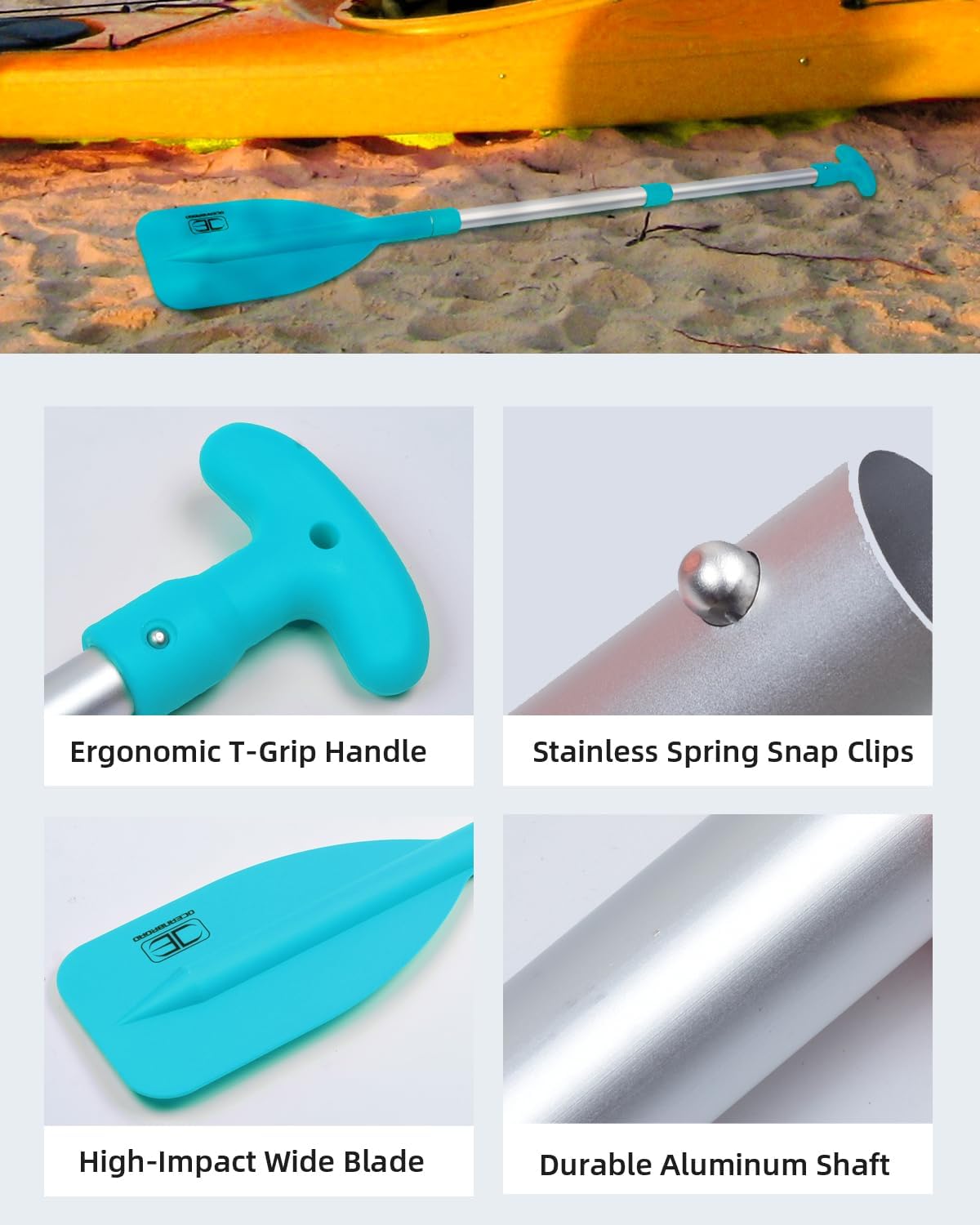 OCEANBROAD Telescoping Emergency Paddle 21''-42''(Assembling Required)/26''-54'' Aluminium Shaft for Kayaking Boating Canoeing River Tubing