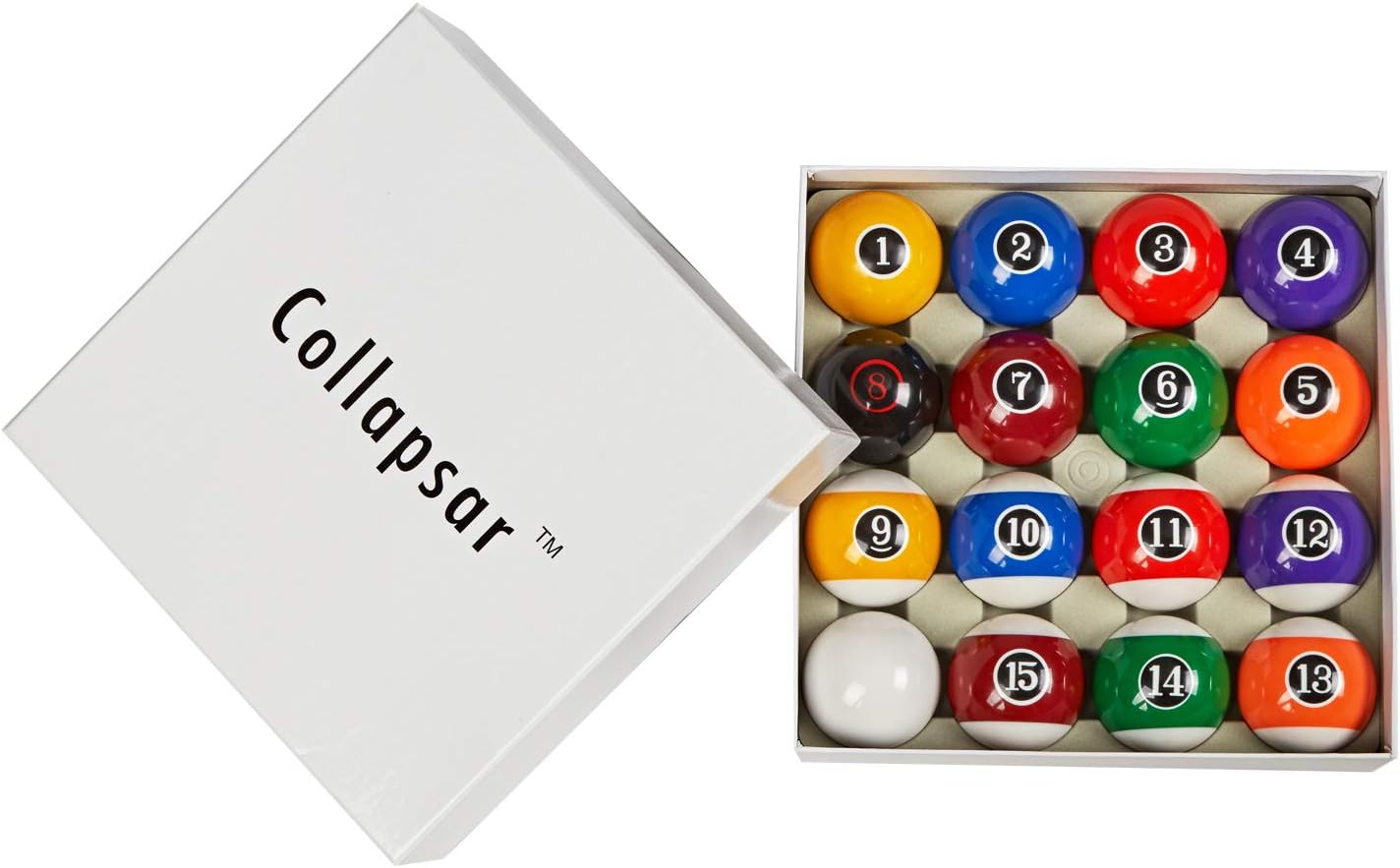 Collapsar Deluxe 2-1/4" Billiard Pool Balls Marble-Swirl Style Billiards Ball Complete 16 Ball Set (Several Style Available)