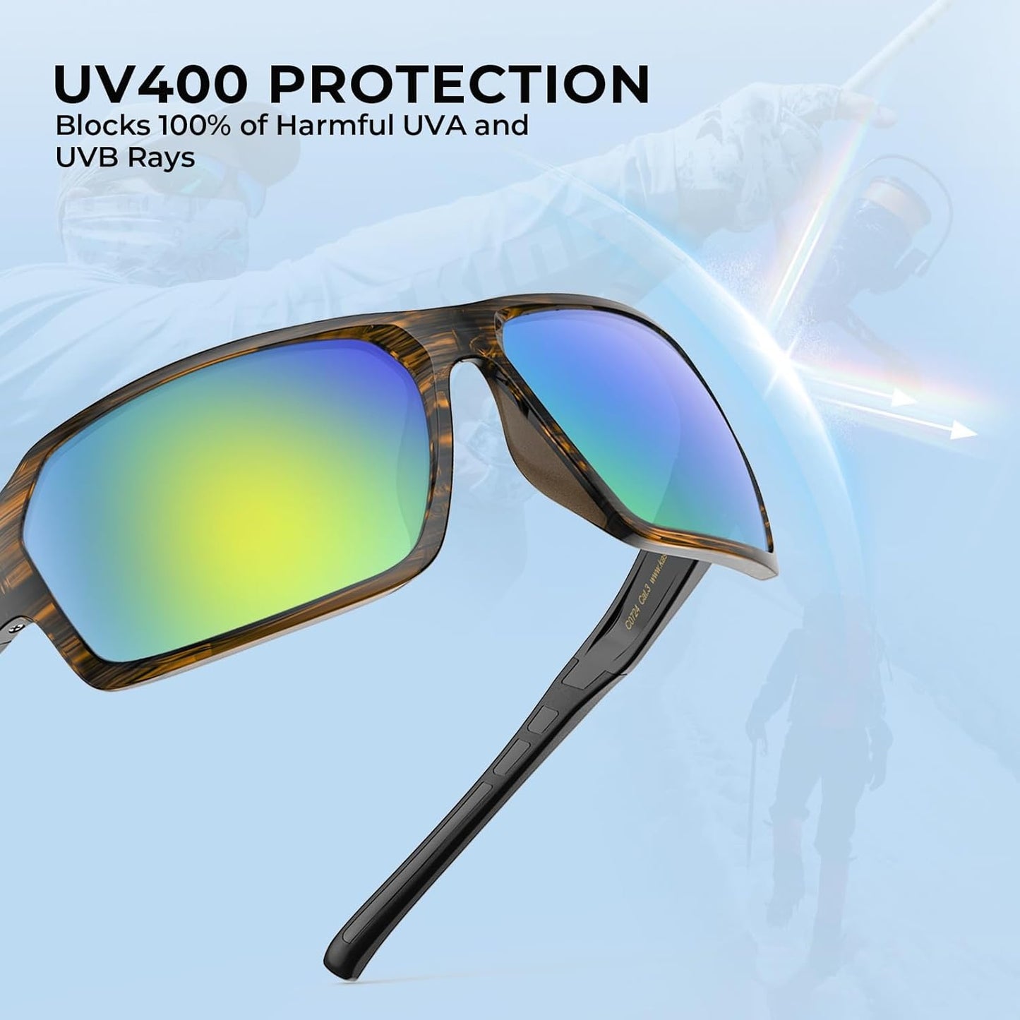 KastKing Chippewa Polarized Fishing Sunglasses, UV400 Protection Full Wrap Frame Sports Cycling Sunglasses, 1.0mm TAC Lenses