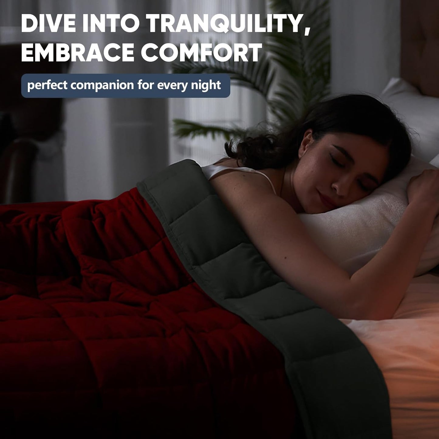 yescool Weighted Blanket for Adults (18 lbs, 60" x 80", Red Grey) Cooling Heavy Blanket for Sleeping Perfect for 110-130 lbs, Queen Size Breathable Blanket with Premium Glass Bead, Machine Washable