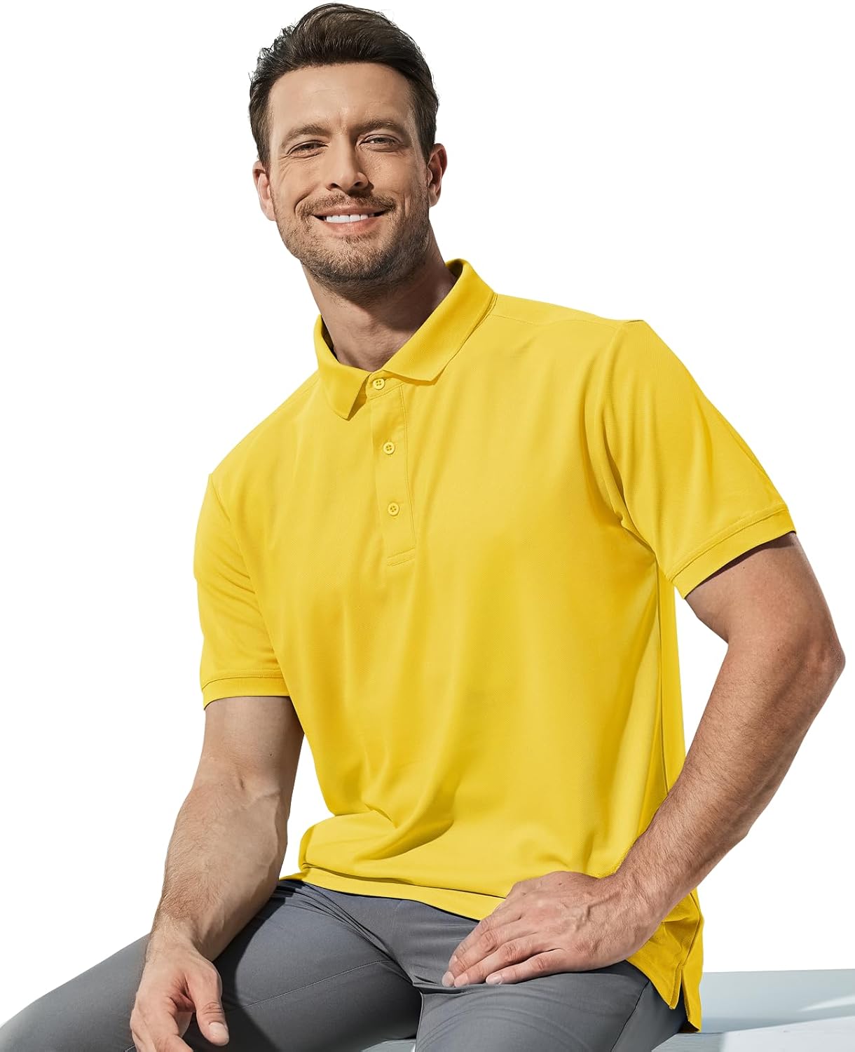 MIER Polo Shirts for Men Short Sleeve Quick Dry Polyester Collared Shirts Casual Golf Shirts, Moisture-Wicking