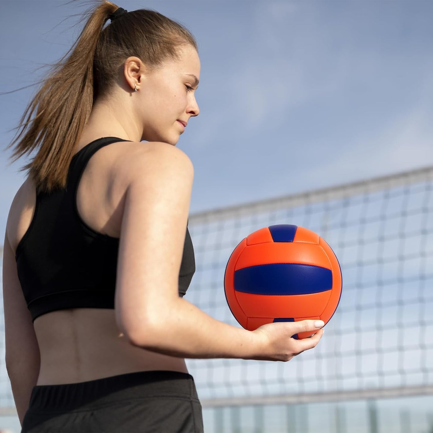 Volleyball Size 5 PU Leather Soft Indoor Outdoor Volleyballs Sports Training Game Play Ball for Beginner, Teenager, Adult, 8.2