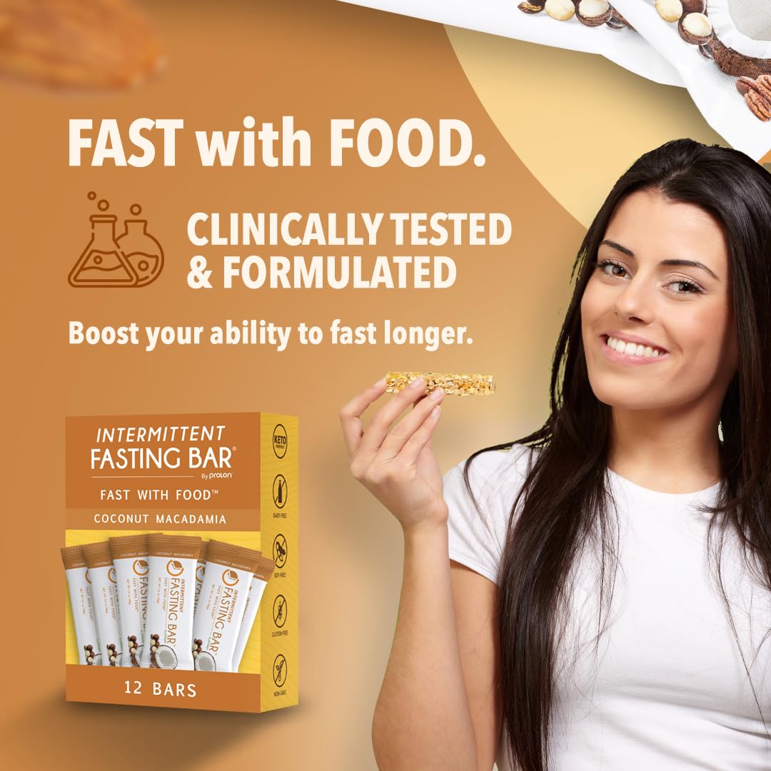 Prolon Fast Bars | Keto, Gluten Free, Dairy Free, Plant Based Protein, Intermittent Fasting Bars | Developed to Not Break Your Fast | Coconut Macadamia Nut, 12 Ct