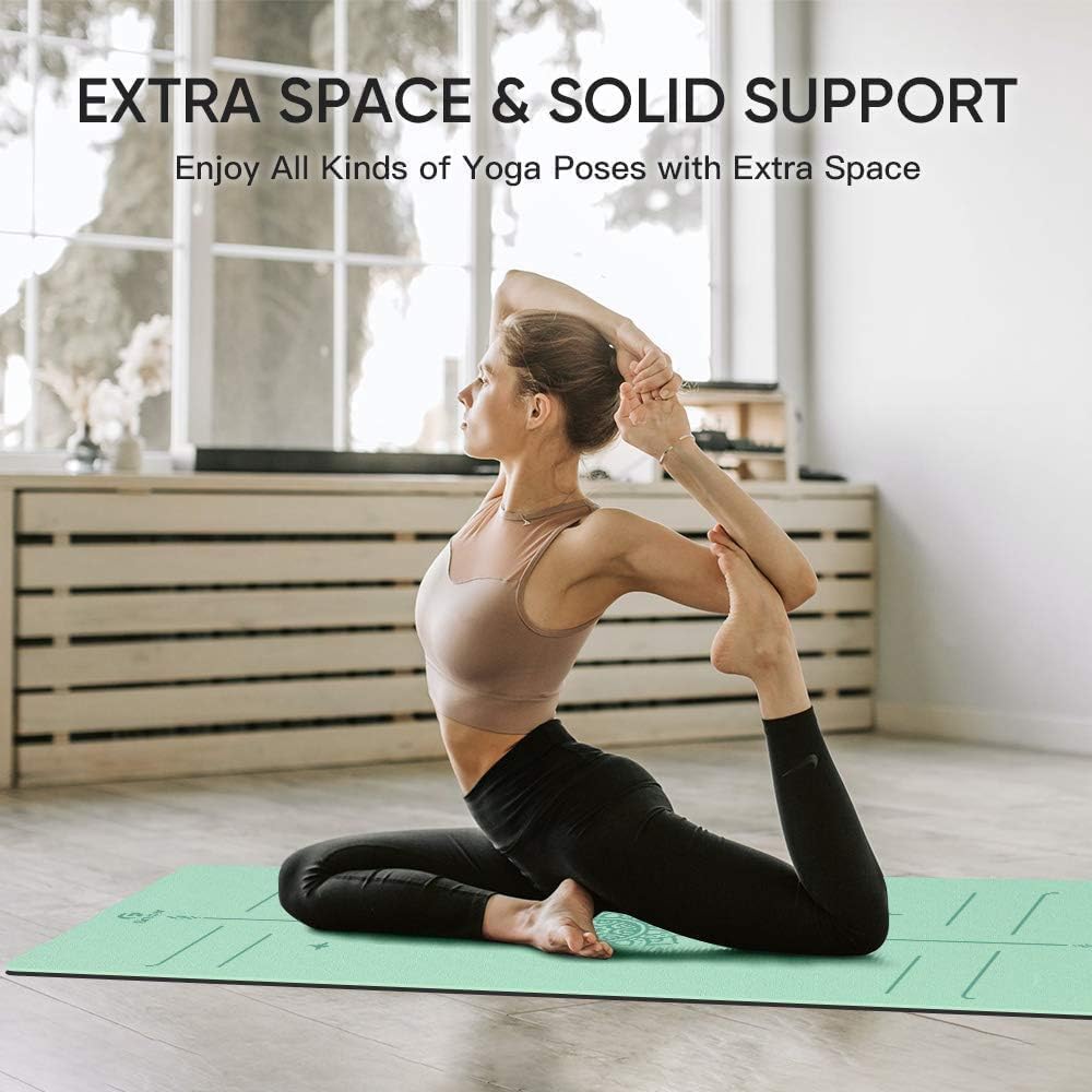 Yoga Mat Non Slip TPE Thick Yoga Mat with Alignment Mark, Large Size 72"L x 32"W x 0.32"Th or 0.24"Th, Anti-Tear Exercise & Fitness Mat for Yoga, Pilates & Floor Workouts